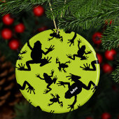 Green and Black Frog Pattern Kinder Weihnachten Keramik Ornament
