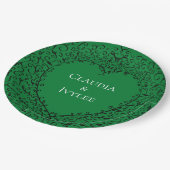 Green and Black Heart Gothic Wedding Elegant Pappteller (Schrägansicht)
