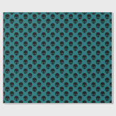 Green and Black Little Skulls Pattern Halloween Geschenkpapier (Flach)