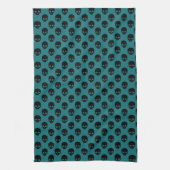 Green and Black Little Skulls Pattern Halloween Geschirrtuch (Vertikal)