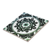 Green and Black Mandala Tile Fliese (Seite)