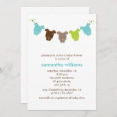Green and Blue Baby Clothes Baby Dusche Einladung (Vorne/Hinten)