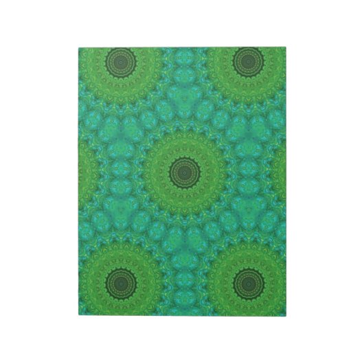Green and Blue Circular Pattern Notepad Notizblock (Rotiert)