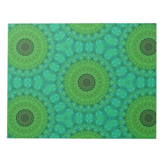 Green and Blue Circular Pattern Notepad Notizblock (Vorderseite)