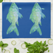 Green and Blue Fish Art Küchentücher (Gefaltet)