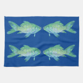 Green and Blue Fish Art Küchentücher (Horizontal)