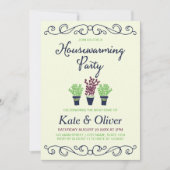 Green and Blue Potted Pflanzen Housewarming Party Einladung (Vorderseite)