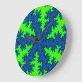 Green and Blue Snowflake Große Wanduhr (Winkel)