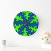 Green and Blue Snowflake Große Wanduhr (Zuhause)