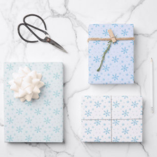 Green and Blue Snowflake Muster Weihnachten Geschenkpapier Set
