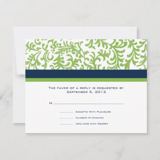 Green and Blue Wedding RSVP Karte (Vorderseite)
