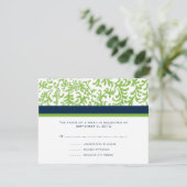 Green and Blue Wedding RSVP Karte (Stehend Vorderseite)