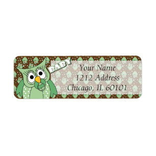 Green and Brown Polka Dot Owl Baby Showthema