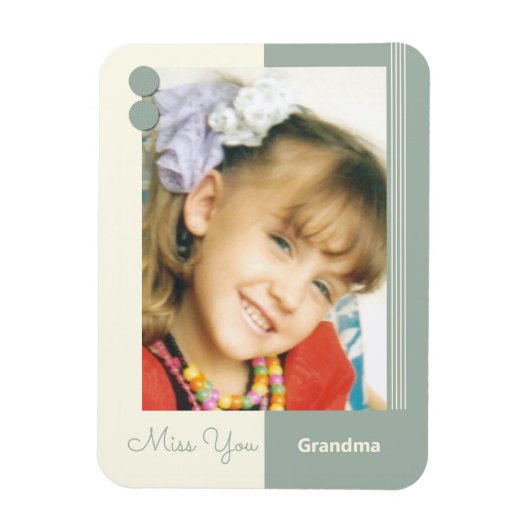 Green and cream miss you grandma foto magnet (Vertikal)