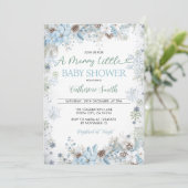 Green and Dusty Blue A Merry Little Baby Shower  Einladung (Stehend Vorderseite)