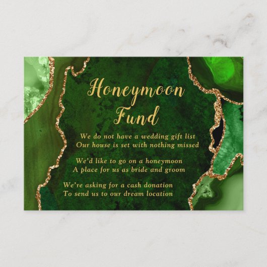 Green and Gold Agate Honeymoon Fund Begleitkarte (Vorderseite)
