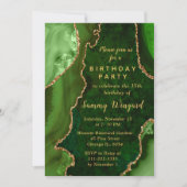 Green and Gold Agate Marble Birthday Party Einladung (Vorderseite)
