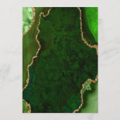 Green and Gold Agate Marble Wedding Menükarte (Rückseite)