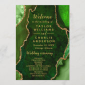 Green and Gold Agate Wedding Program Programm (Vorderseite)