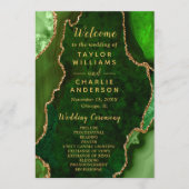 Green and Gold Agate Wedding Program Programm (Vorderseite)
