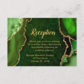 Green and Gold Agate Wedding Reception Begleitkarte (Vorderseite)