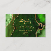 Green and Gold Agate Wedding Registry Begleitkarte (Vorderseite)