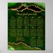 Green and Gold Agate Wedding Seating Chart Poster (Vorne)