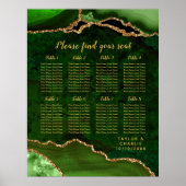 Green and Gold Agate Wedding Seating Chart Poster (Vorne)