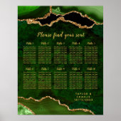 Green and Gold Agate Wedding Seating Chart Poster (Vorne)