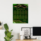 Green and Gold Agate Wedding Seating Chart Poster (Heimbüro)