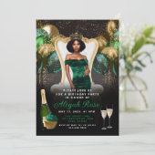 Green and Gold Balloons Royal zum Geburtstag Einladung (Stehend Vorderseite)