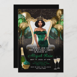 Green and Gold Balloons Royal zum Geburtstag Einladung