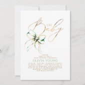 Green and Gold Bow Gender Neutral Baby Shower Einladung (Vorderseite)