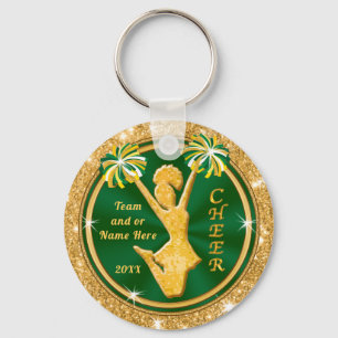 Green and Gold Cheerleader Keychains, Your TEXT Schlüsselanhänger
