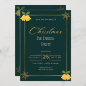 Green and Gold Christmas Eve Party Einladung (Vorne/Hinten)