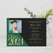Green and Gold Class of 2023 Multi Foto Einladung (Stehend Vorderseite)