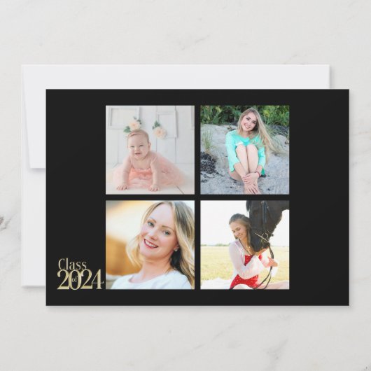 Green and Gold Class of 2023 Multi Foto Einladung (Rückseite)