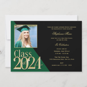 Green and Gold Class of 2024 Multi Foto Einladung