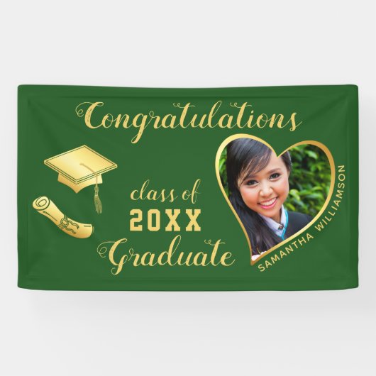 Green and Gold Class of 2025 Abschluss Foto Banner (Horizontal)