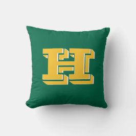 Green and Gold College Style Initial Monogram Kissen
