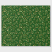 Green and Gold Elegant Christmas Trees Geschenkpapier (Flach)