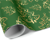 Green and Gold Elegant Christmas Trees Geschenkpapier (Rolleneckpunkt)