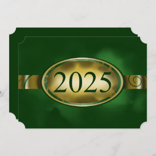 Green and Gold Floral Button 2025 Graduation Party Einladung