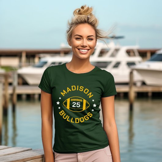 Green and Gold Football Player Jersey Nummer T-Shirt