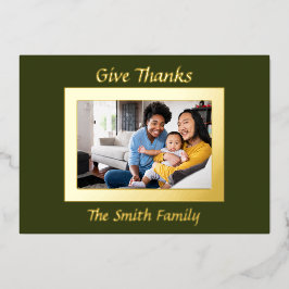 Green and Gold Foto Erntedank Foil Holiday Car Folien Feiertagskarte