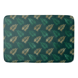 Green and Gold Glitzer auf tropischen Blätter Badematte