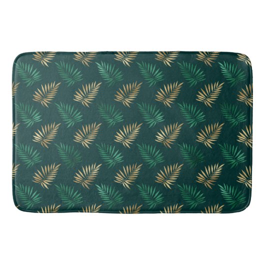 Green and Gold Glitzer auf tropischen Blätter Badematte (Vorderseite)