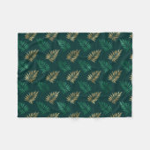 Green and Gold Glitzer auf tropischen Blätter Fleecedecke (Vorderseite (Horizontal))