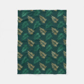 Green and Gold Glitzer auf tropischen Blätter Fleecedecke (Vorderseite)