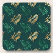 Green and Gold Glitzer auf tropischen Blätter Getränkeuntersetzer (Vorderseite)